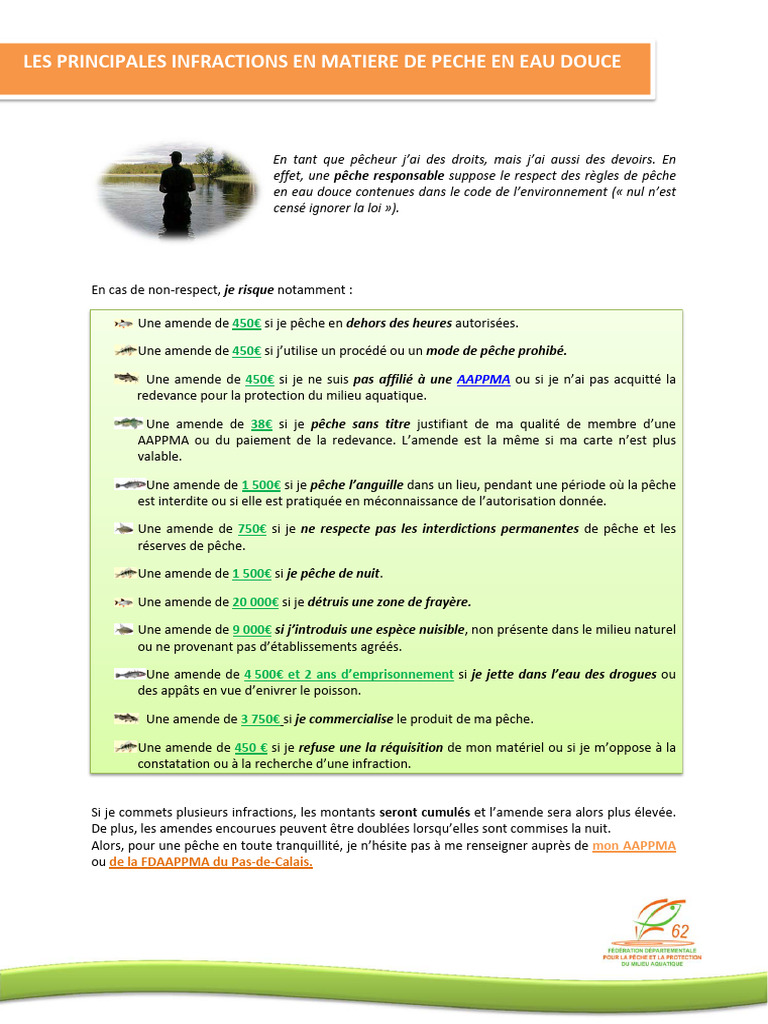 Infractions et amendes en pêche douce | PDF