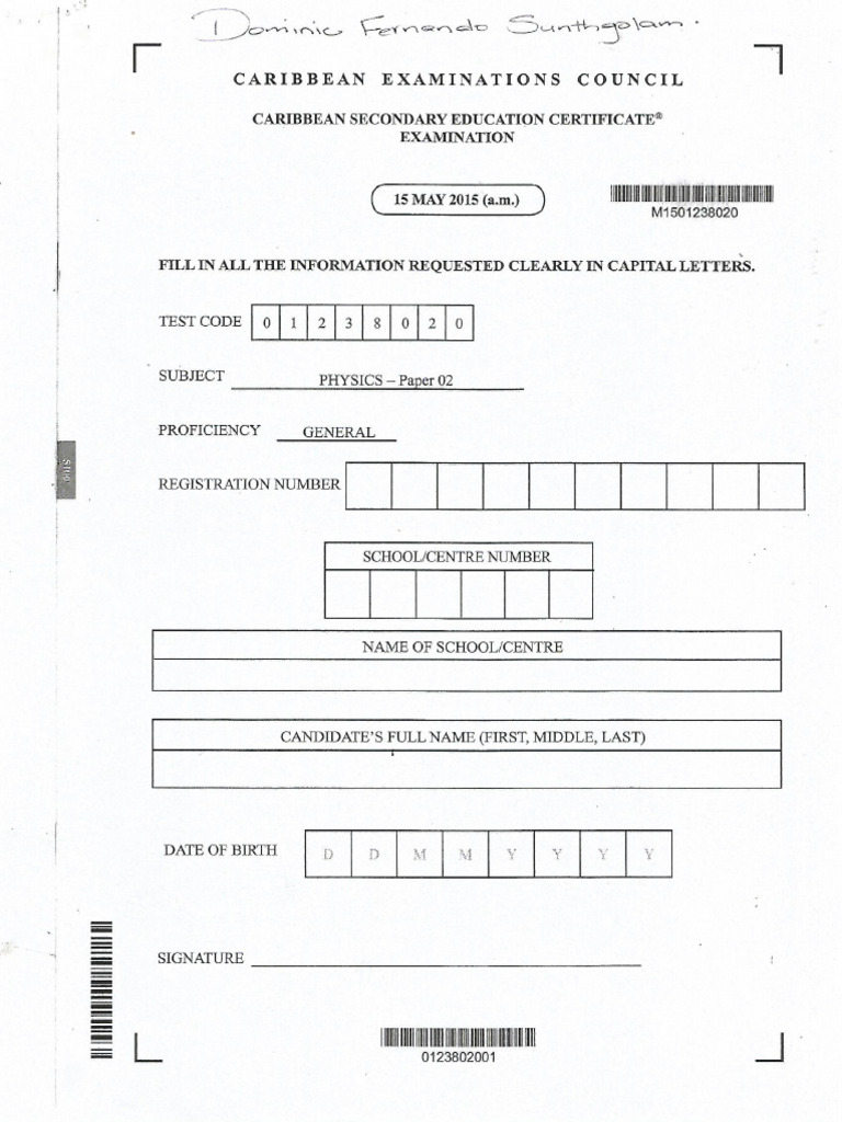 CSEC Physics Paper 2 - 2015 May | PDF