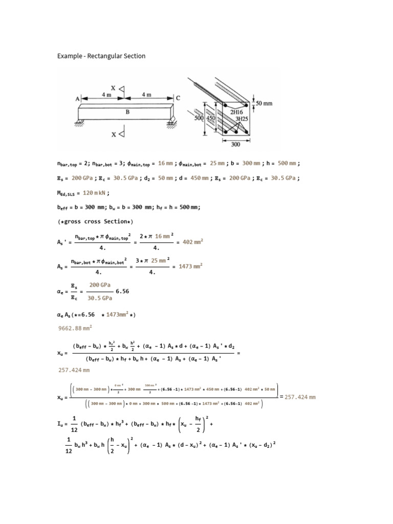 Rectangular Section Structural Analysis | PDF