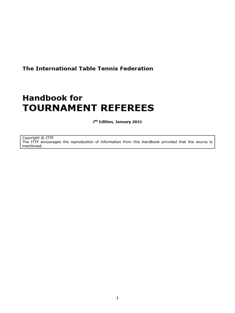 Handbook For Tournament Referees | PDF | Referee | Sports