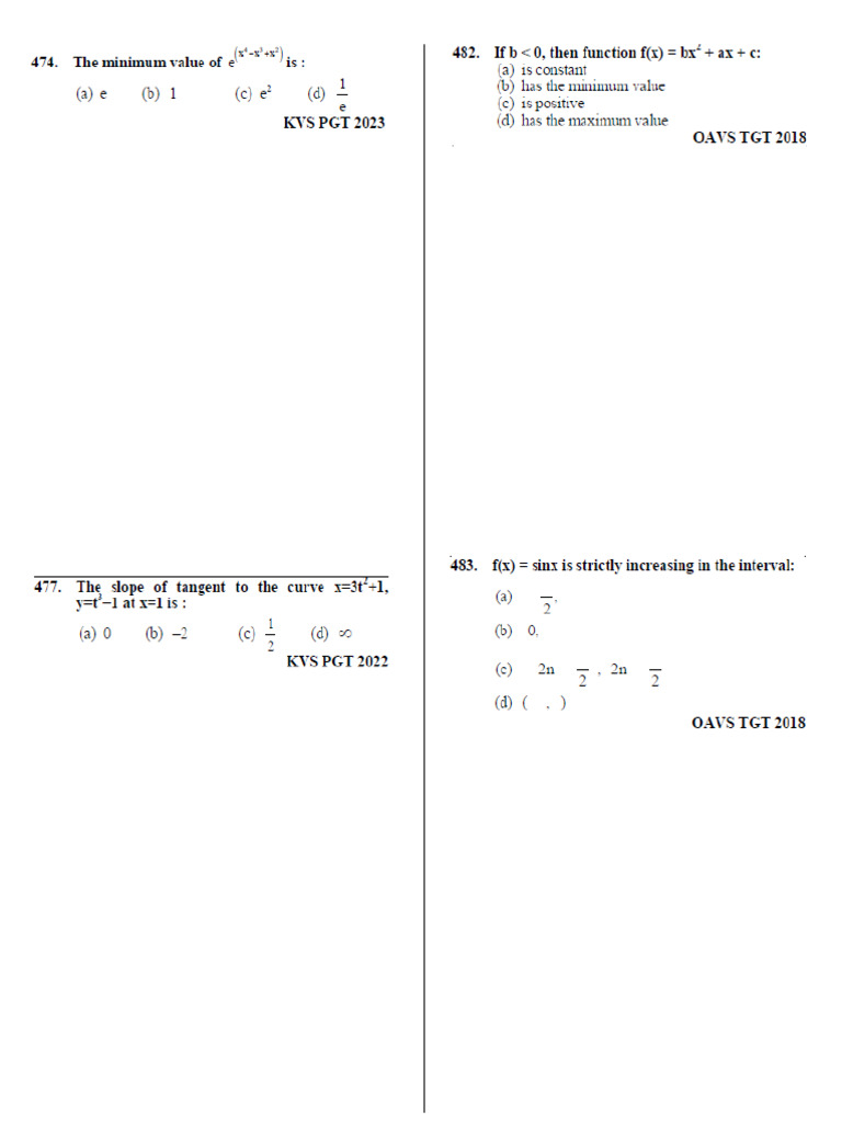 Maxima Minima Tangent Normal Youth Questions | PDF