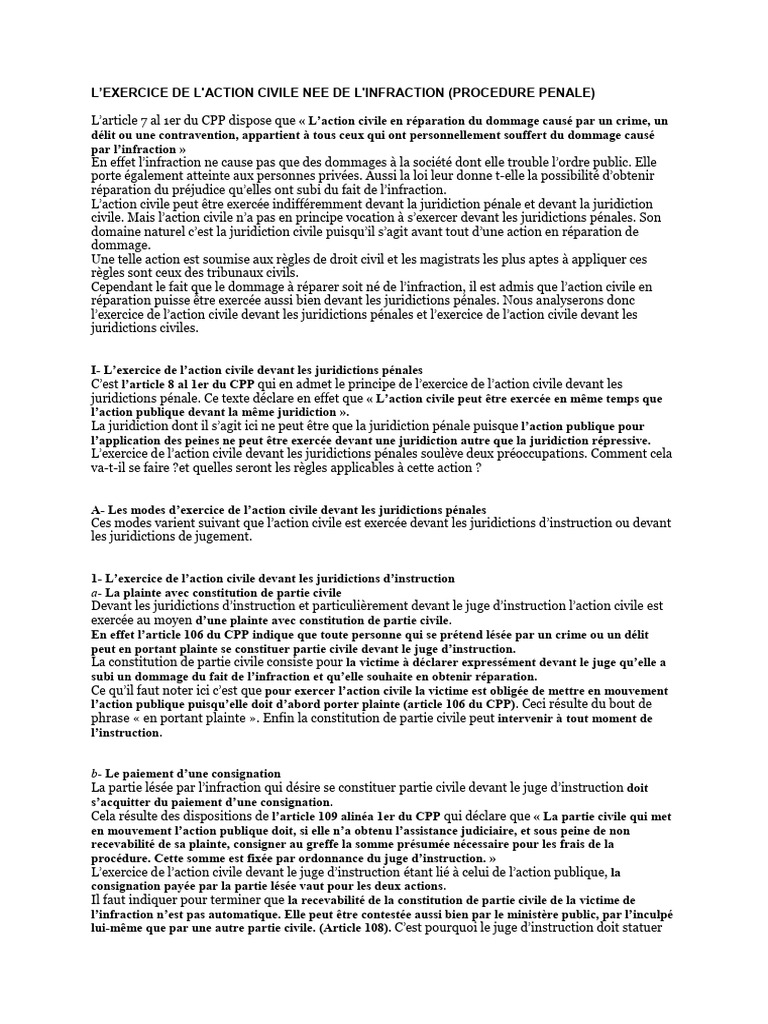 Action civile en procédure pénale | PDF | Justice | Crime et violence
