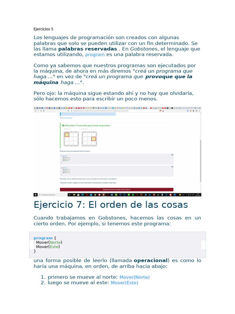 Introducción a Gobstones: Programas y Procedimientos | PDF | Lenguaje ...