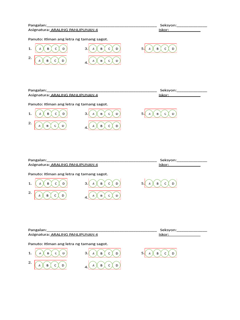 Co Answer Sheet | PDF