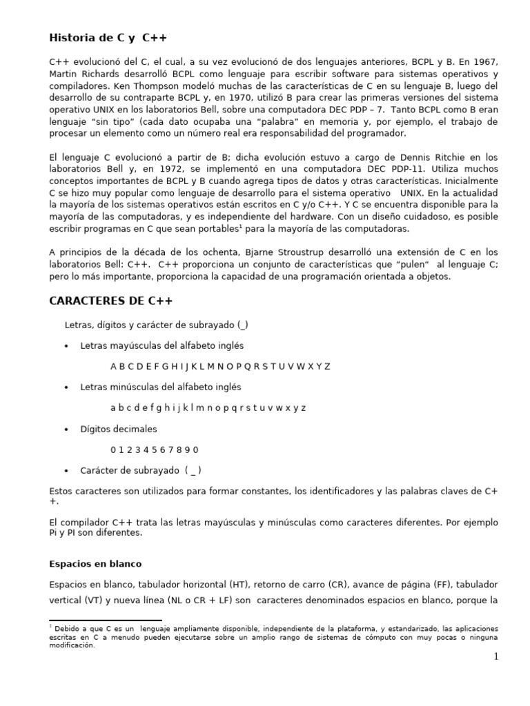 Evolución de C y C++: Historia y Características | PDF | Puntero ...