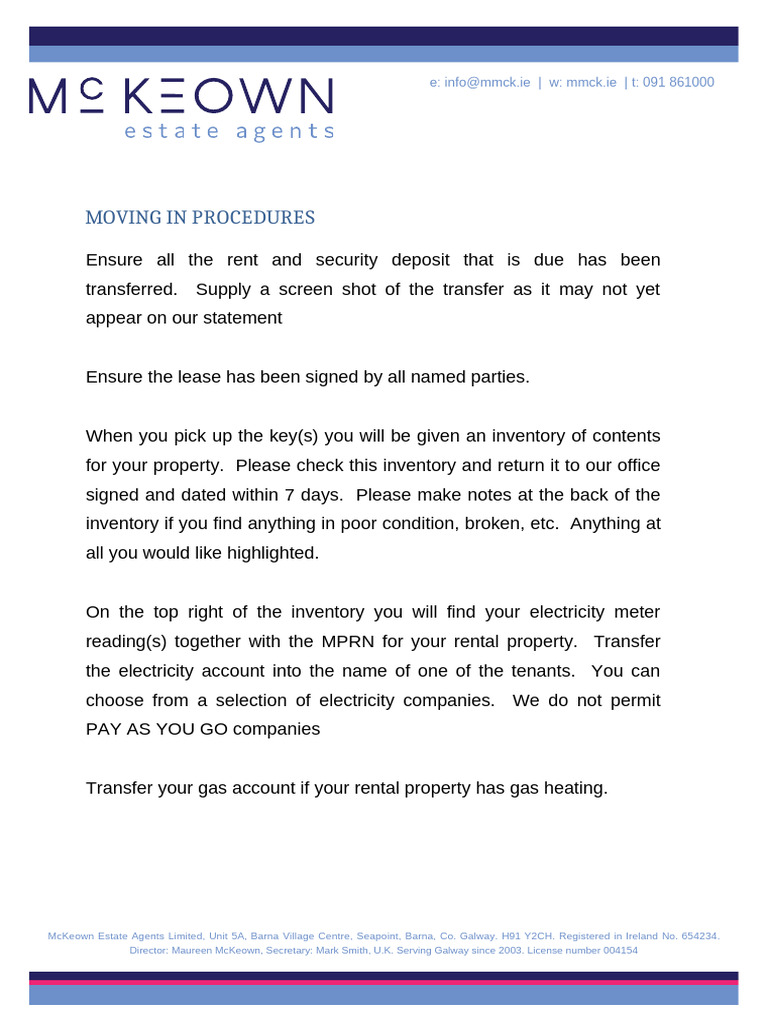Moving in Procedures | PDF