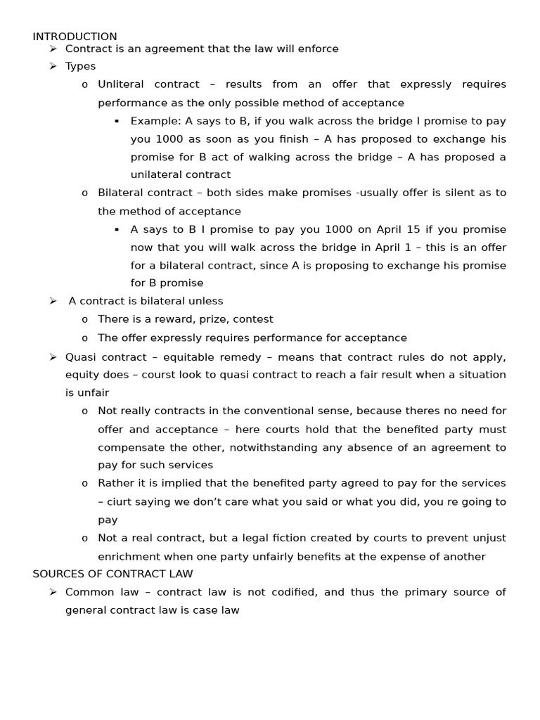Types and Formation of Contracts Explained | PDF | Consideration ...