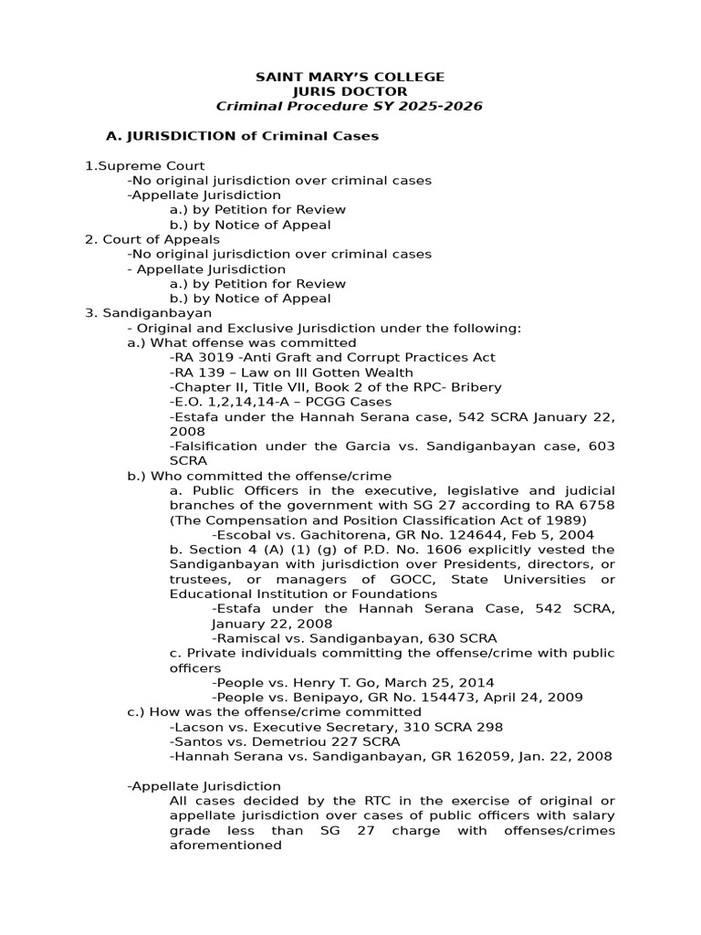 Crim Pro Syllabus 25 26 2 | PDF | Search Warrant | Jurisdiction