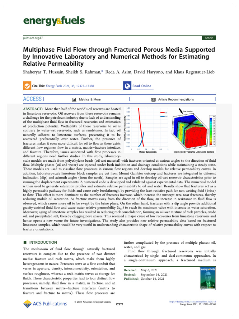 Multiphase Fluid Flow Through Fracturerd Porous Media Supported by ...