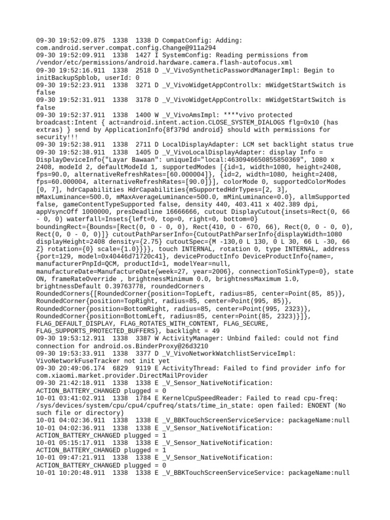 Vivo Device System Log Analysis | PDF | Computer Architecture | Equipment