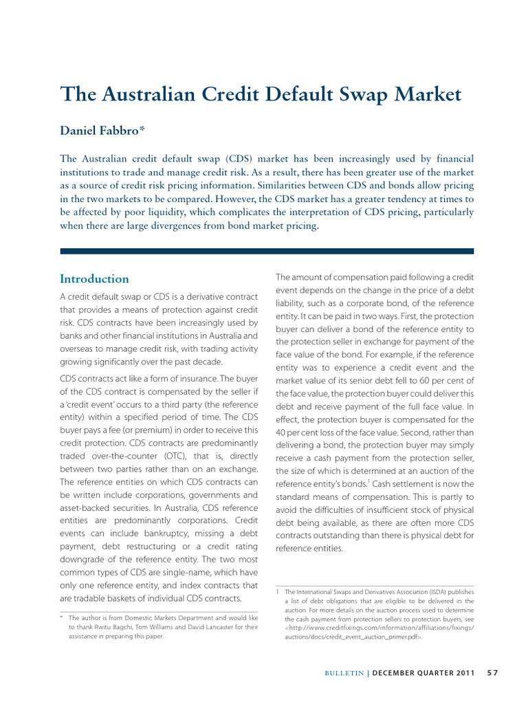 Australian Credit Default Swap Overview | PDF | Credit Default Swap ...