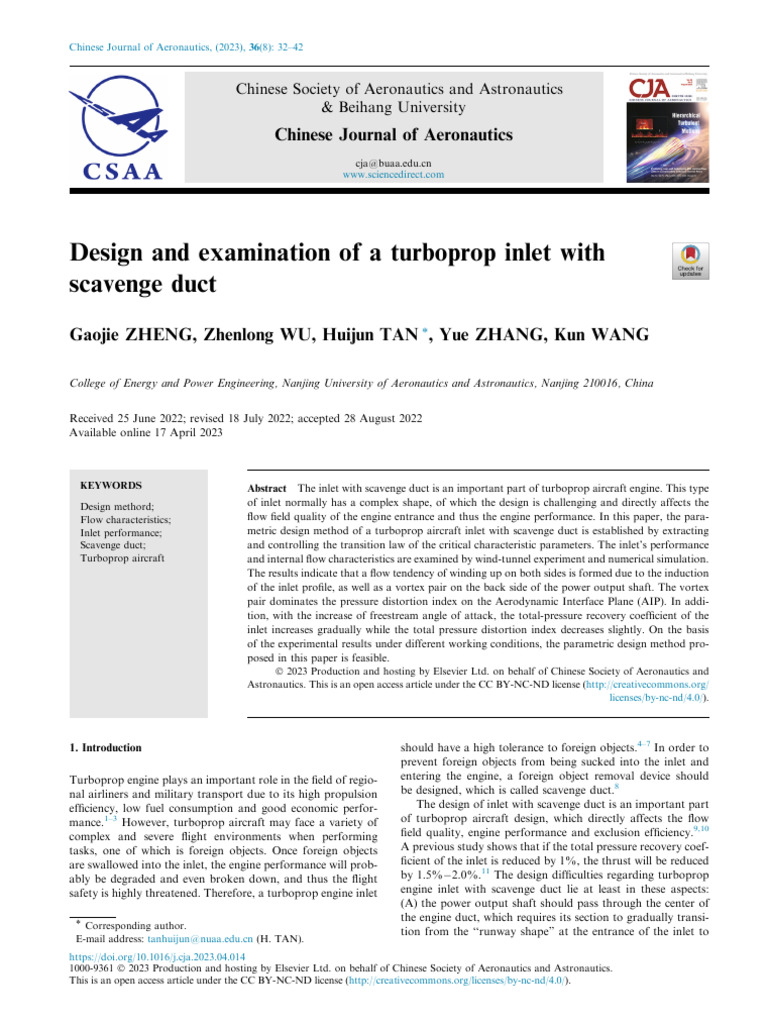 Turboprop Inlet Design with Scavenge Duct | PDF | Fluid Dynamics | Wind ...