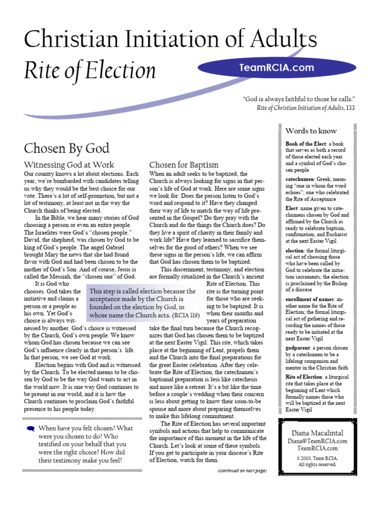 God's Election: The Rite of Baptism | PDF | Abrahamic Religions ...