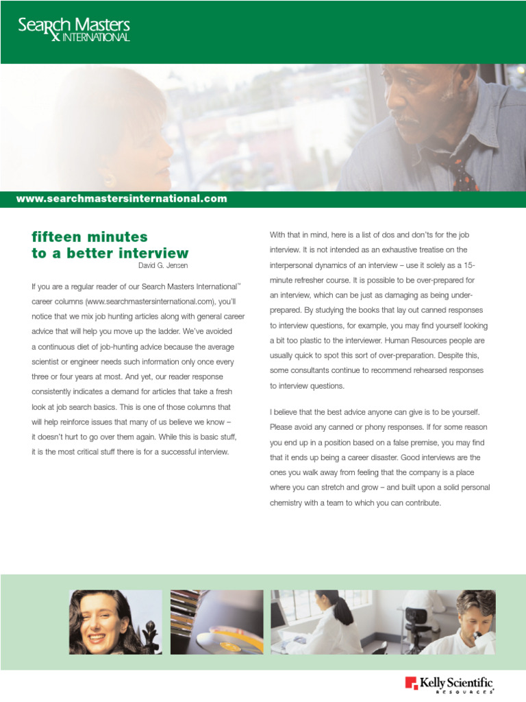 15-Minute Interview Success Tips | PDF | Salary