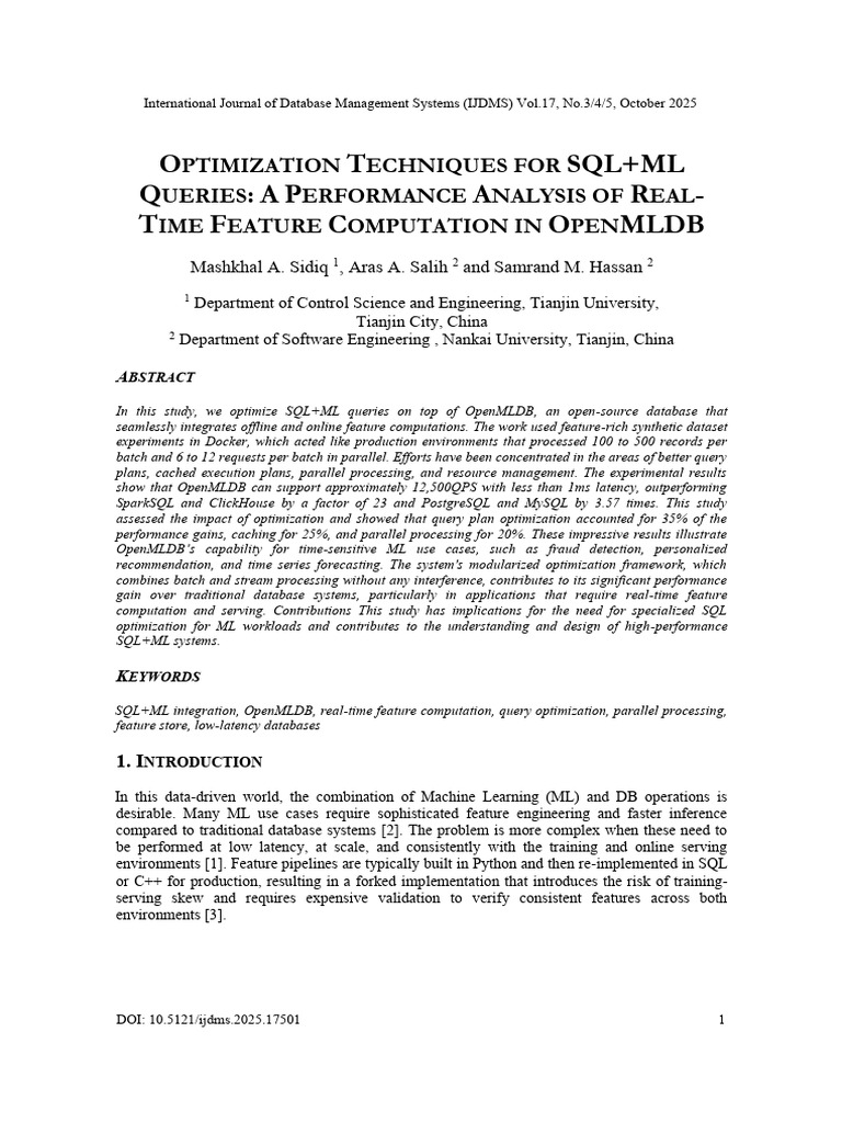 SQL+ML Query Optimization in OpenMLDB | PDF | Databases | Program ...