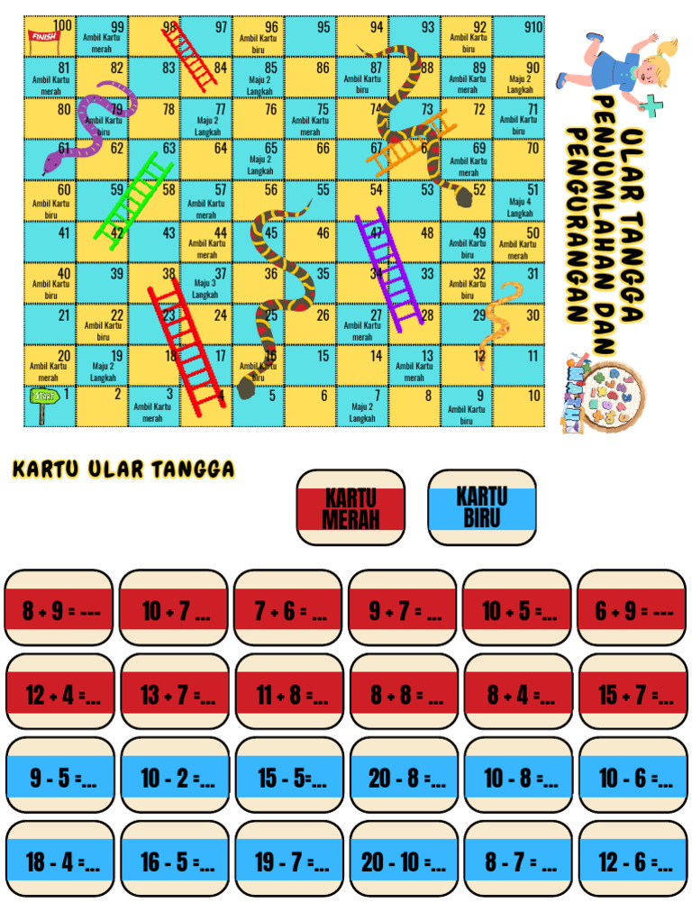 Ular Tangga Penjumlahan dan Pengurangan | PDF