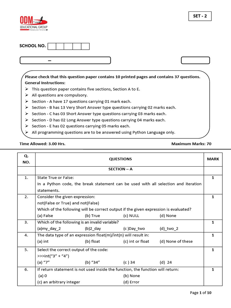 Mid-Term Assessment: Computer Science 2024-25 | PDF | Table (Database ...