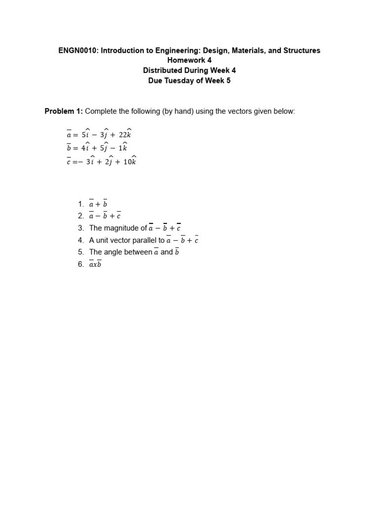 Engineering Homework: Vector Problems | PDF