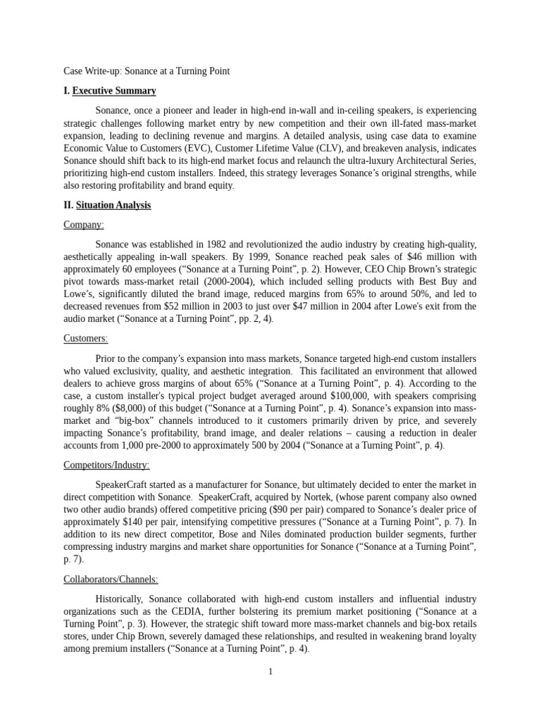 Team Blue Sonance Case Write-Up | PDF | Gross Margin | Marketing