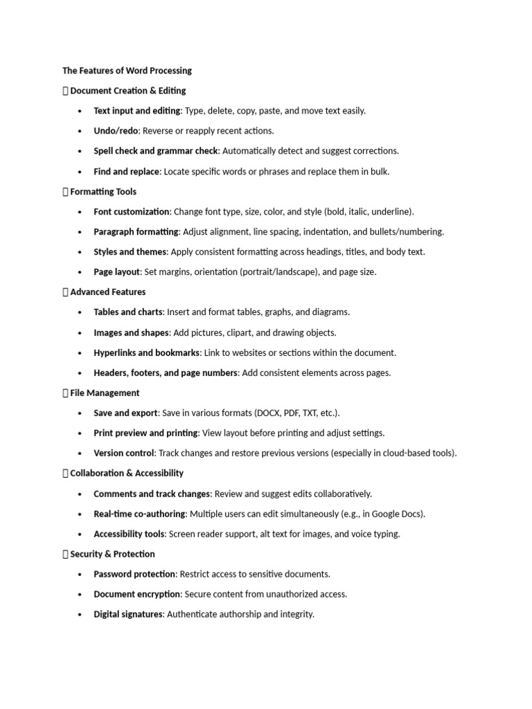Essential Word Processing Features | PDF