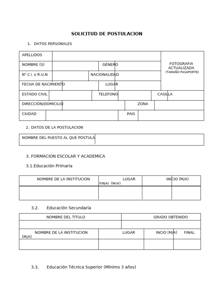 2.solicitud de Postulacion | PDF