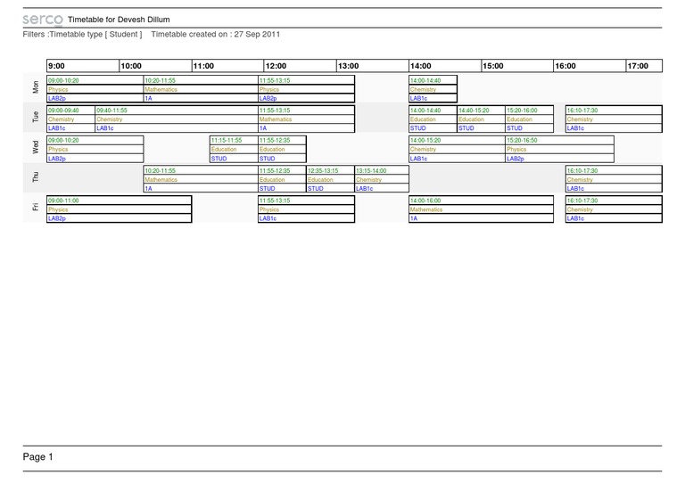 Timetable | PDF