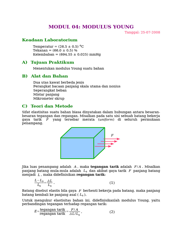 Modulus Young Kawat Besi Lunak | PDF
