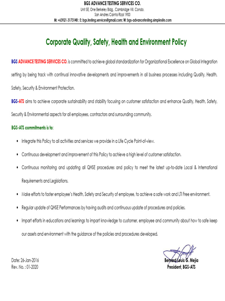 Bgs Hseq Policy 1 | PDF