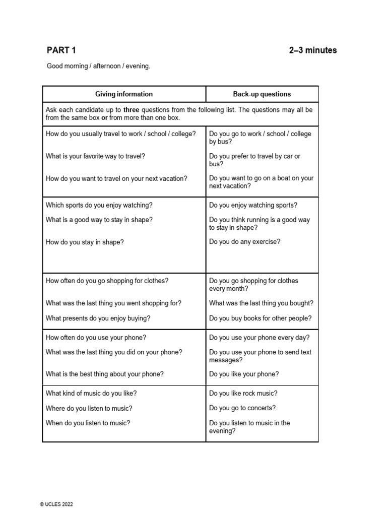 End of Course Competency Speaking Test - Materials For Teachers | PDF