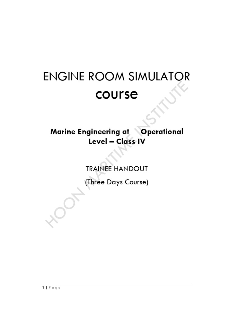 Engine Room Simulator Course Guide | PDF | Engines | Diesel Engine