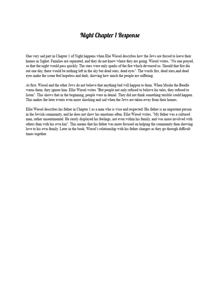 Night Chapter 1 Analysis and Themes | PDF