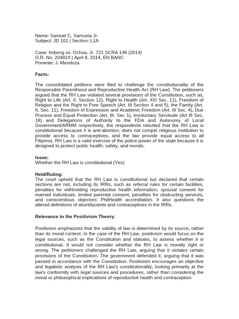 Constitutionality of RH Law Explained | PDF | Justice | Crime & Violence