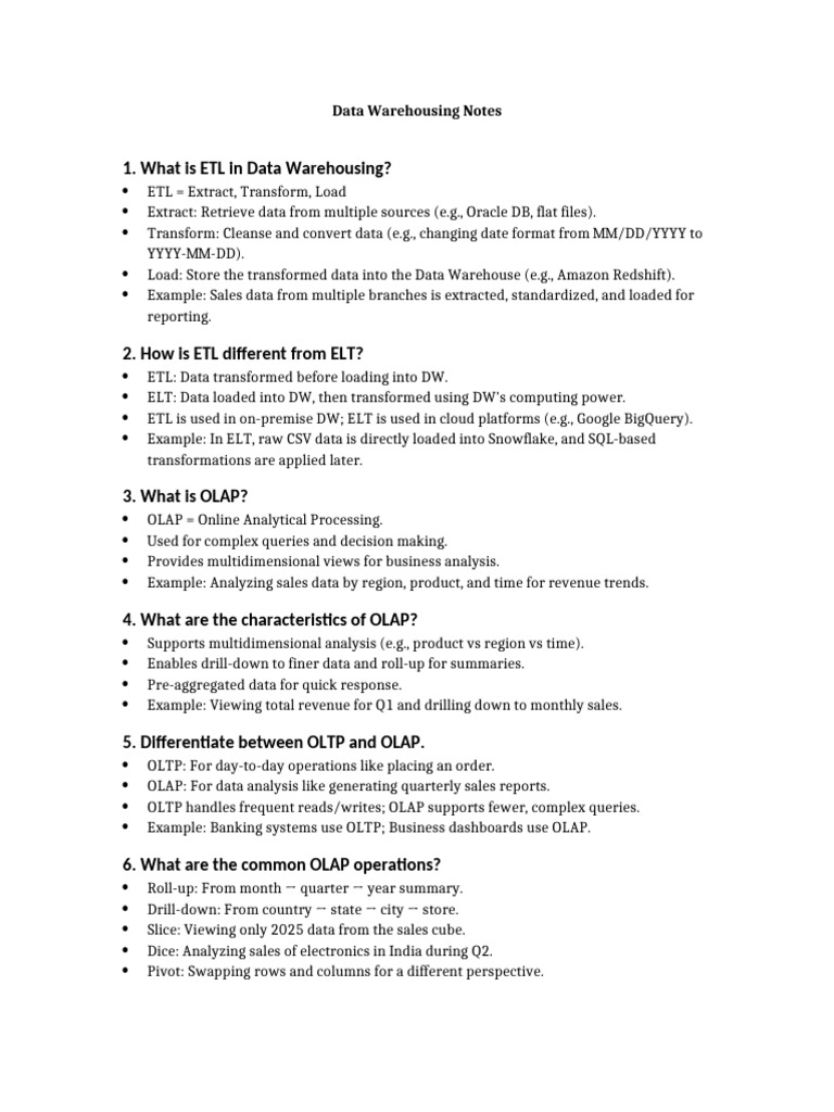 Data Warehousing ETL and OLAP Explained | PDF | Data Warehouse ...
