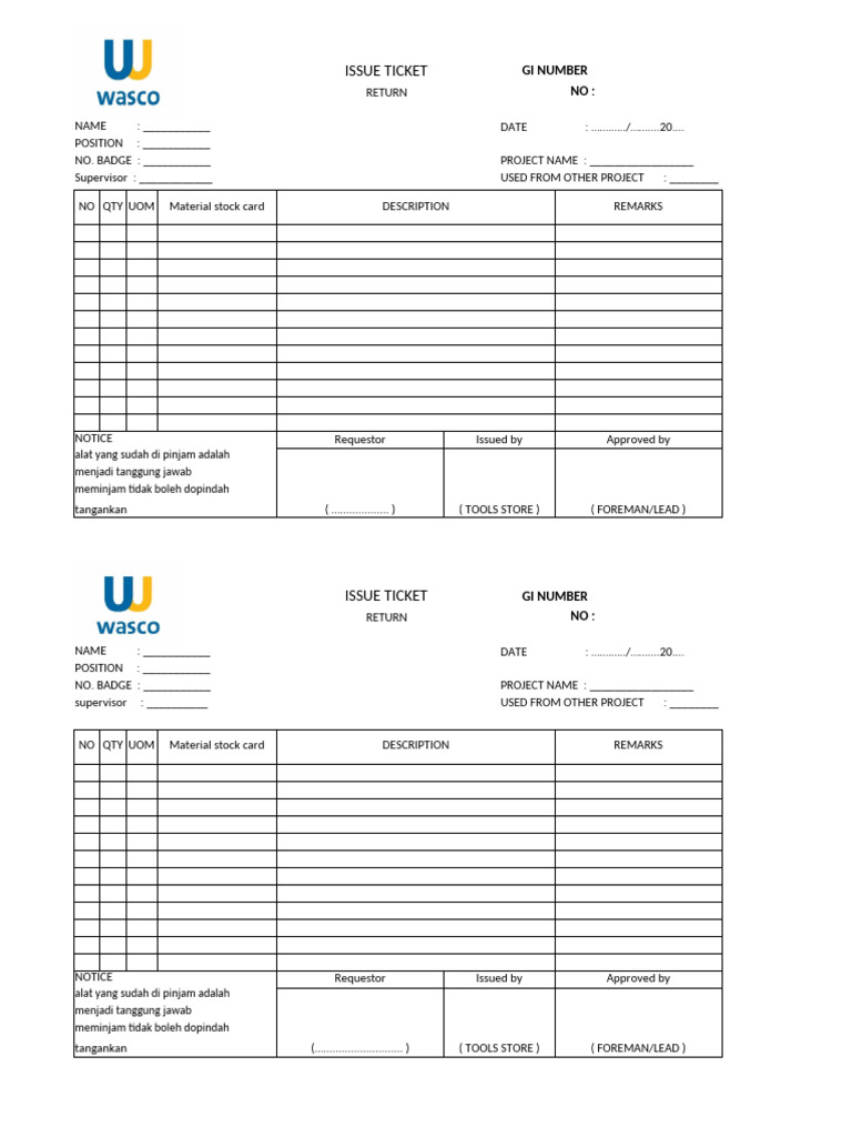 Tool Issue and Repair Documentation | PDF | Logistics | Inventory
