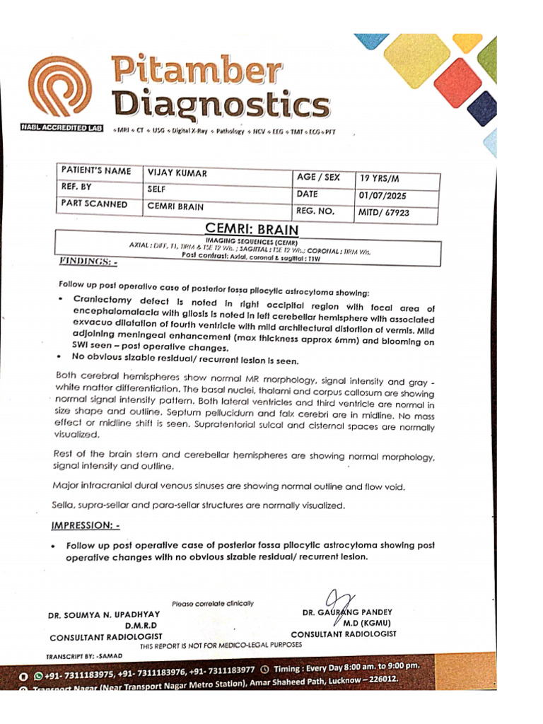 Mri Report | PDF