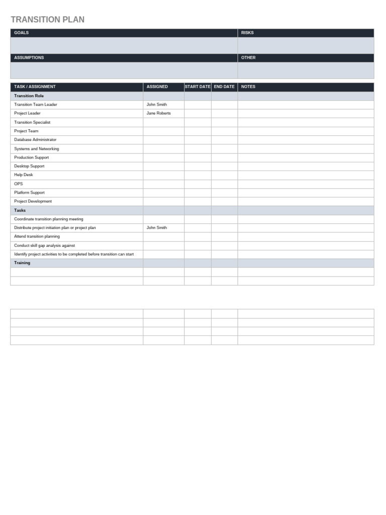 Transition Plan Overview and Tasks | PDF