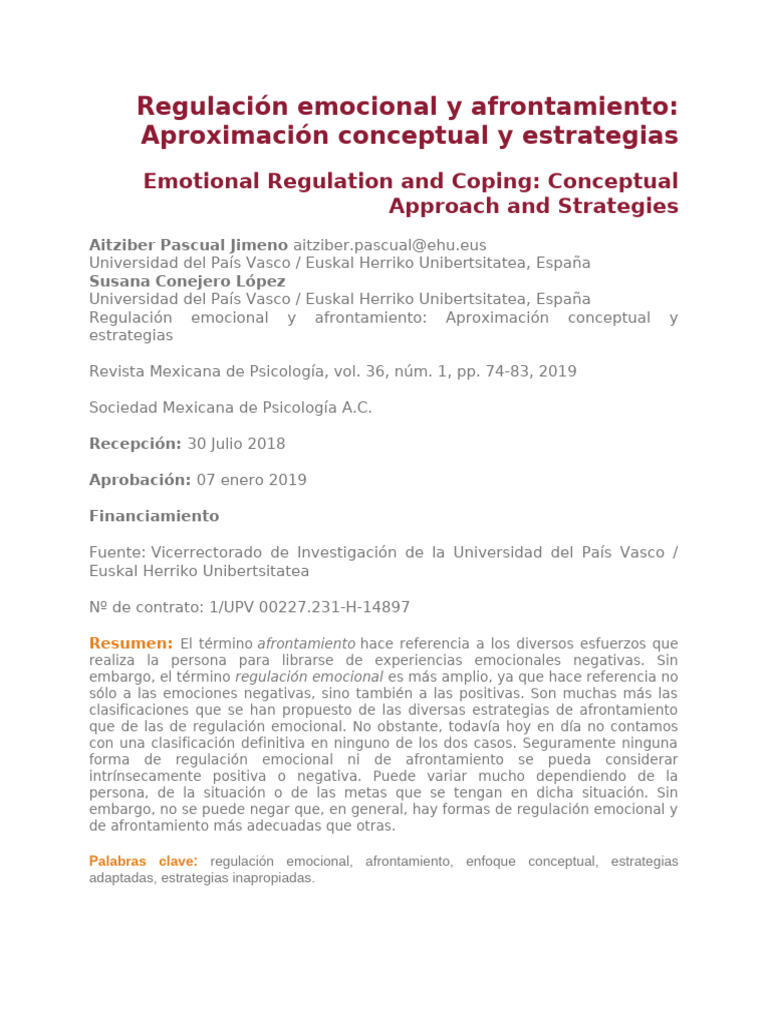 Estrategias de Regulación Emocional y Afrontamiento | PDF | Las ...