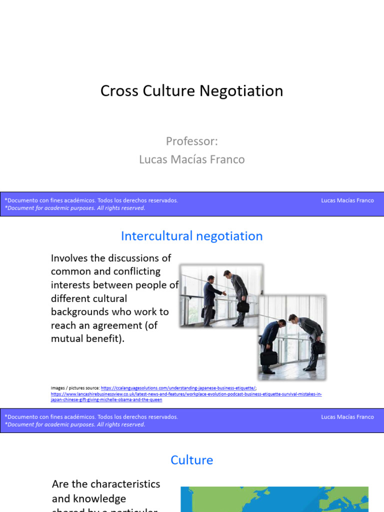 5° Topic - Cross Culture Negotiation - Part II | PDF | Negotiation ...