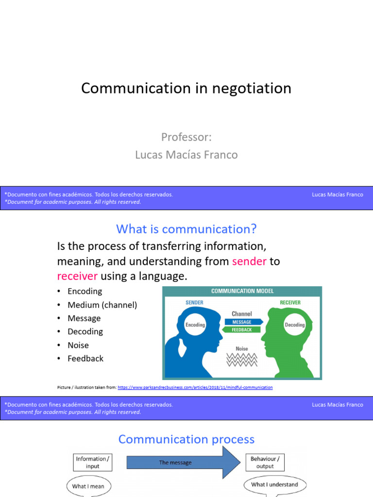 7° Topic - Communication in Negotiation | PDF | Communication ...