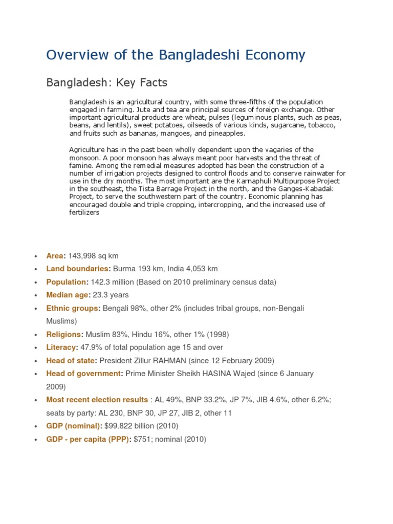Overview of The Bangladeshi Economy: Bangladesh: Key Facts | PDF ...