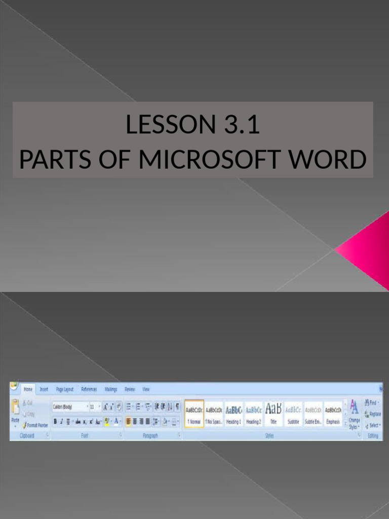 Lesson 3.1 Parts of Microsoft Word | PDF