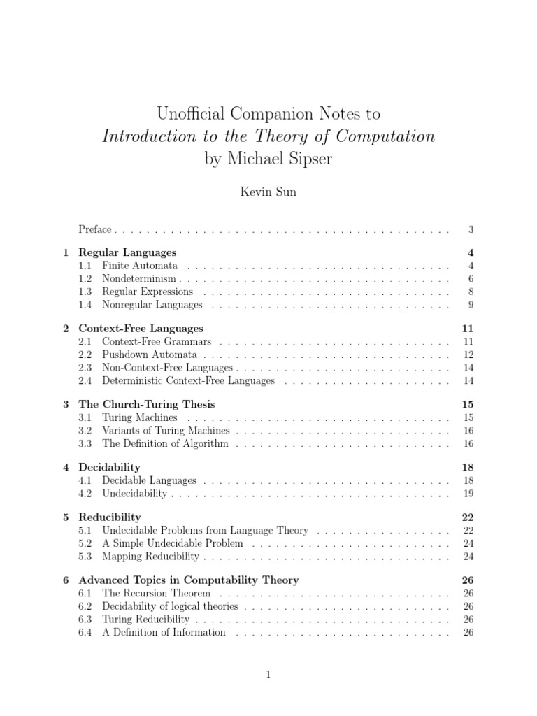 Companion Notes for Computation Theory | PDF | Mathematics | Metalogic