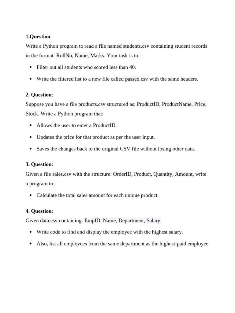 Python CSV File Manipulation Tasks | PDF