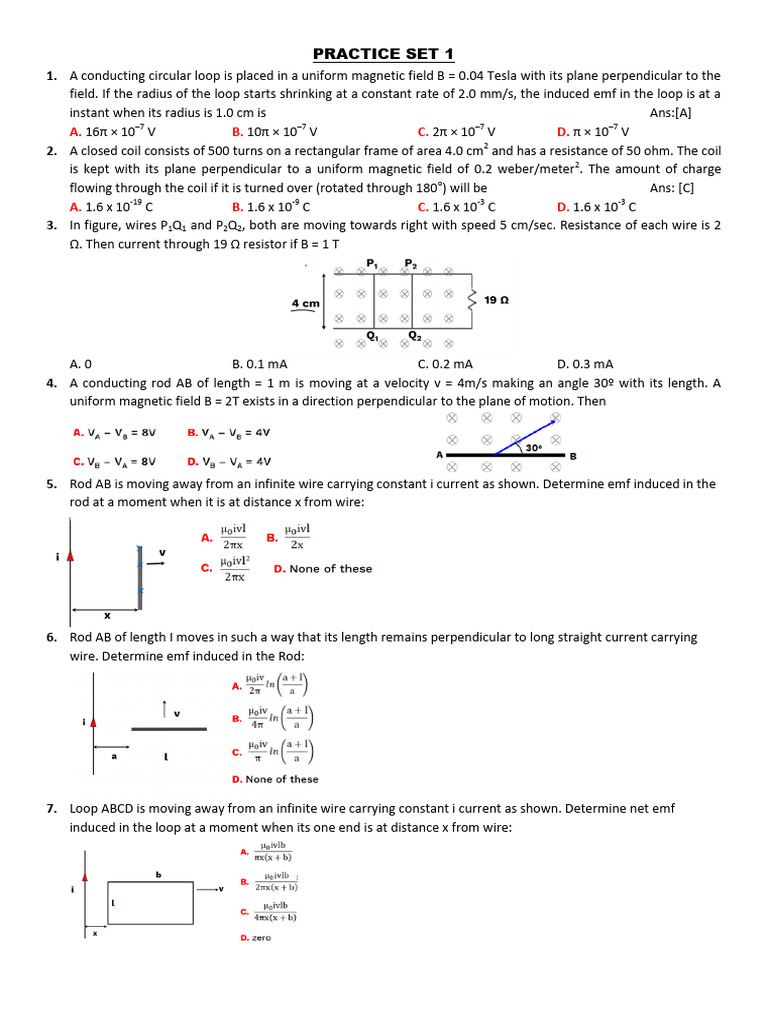 Induced EMF Calculations in Circuits | PDF | Magnetic Field ...