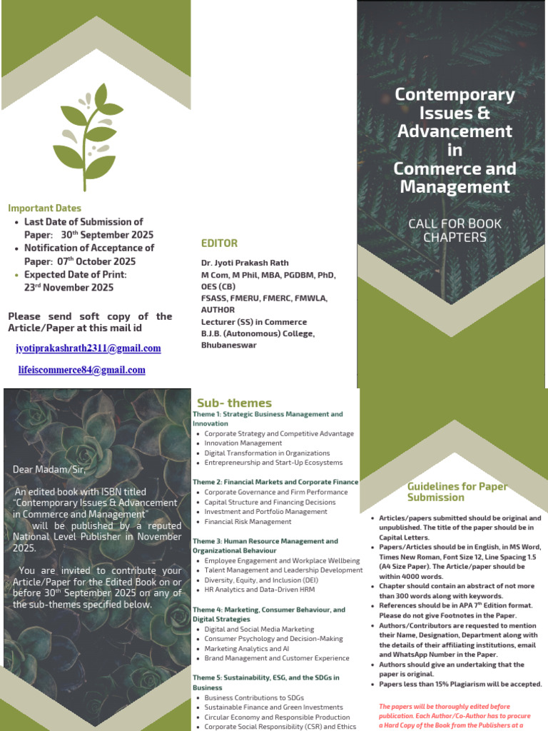 Call for Chapters: Commerce Issues 2025 | PDF | Corporate Social ...