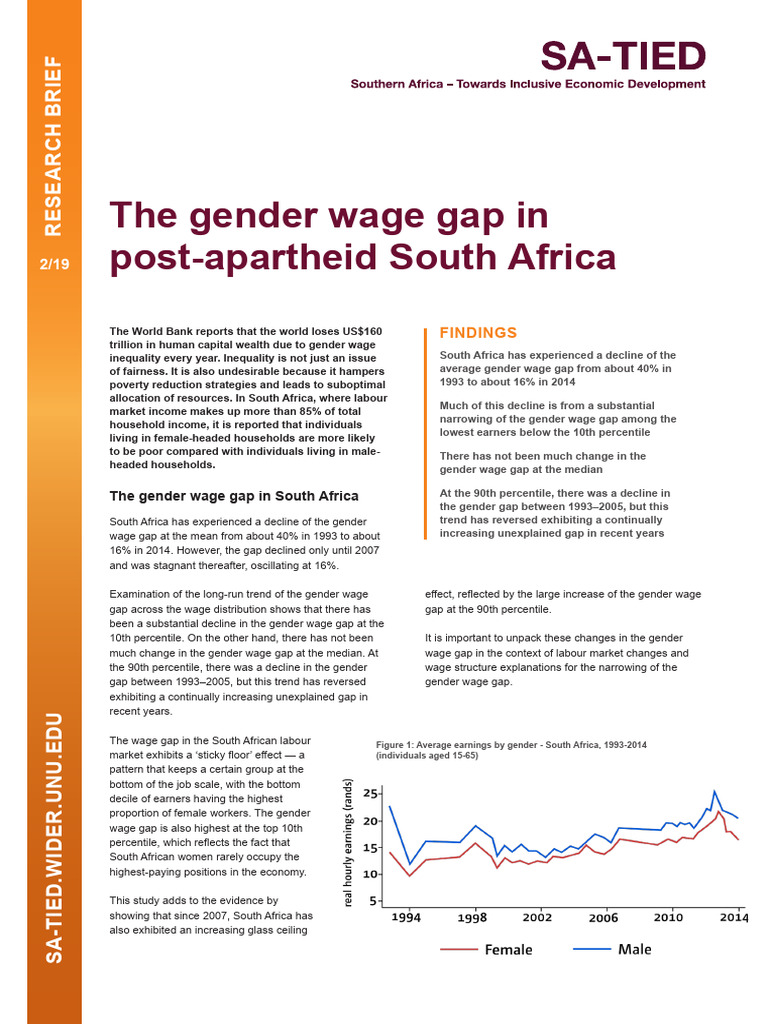 SATIED RB2019 2 Gender Wage Gap in Post Apartheid South Africa | PDF ...
