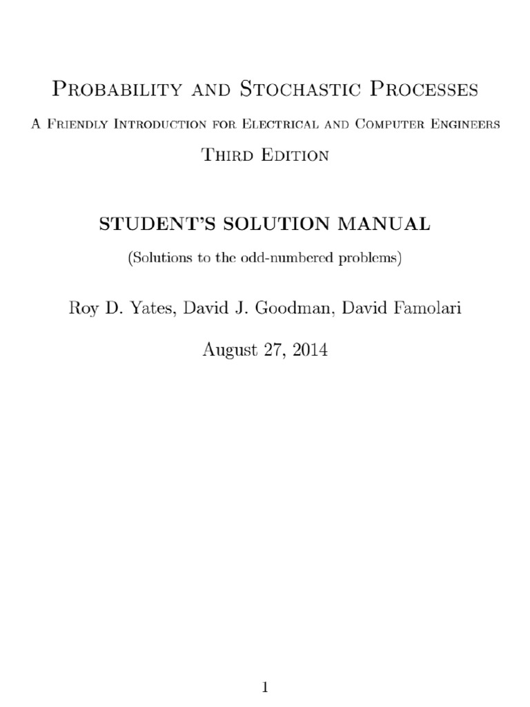 Probability and Stochastic Processes 3rd Edition Student Solutions ...