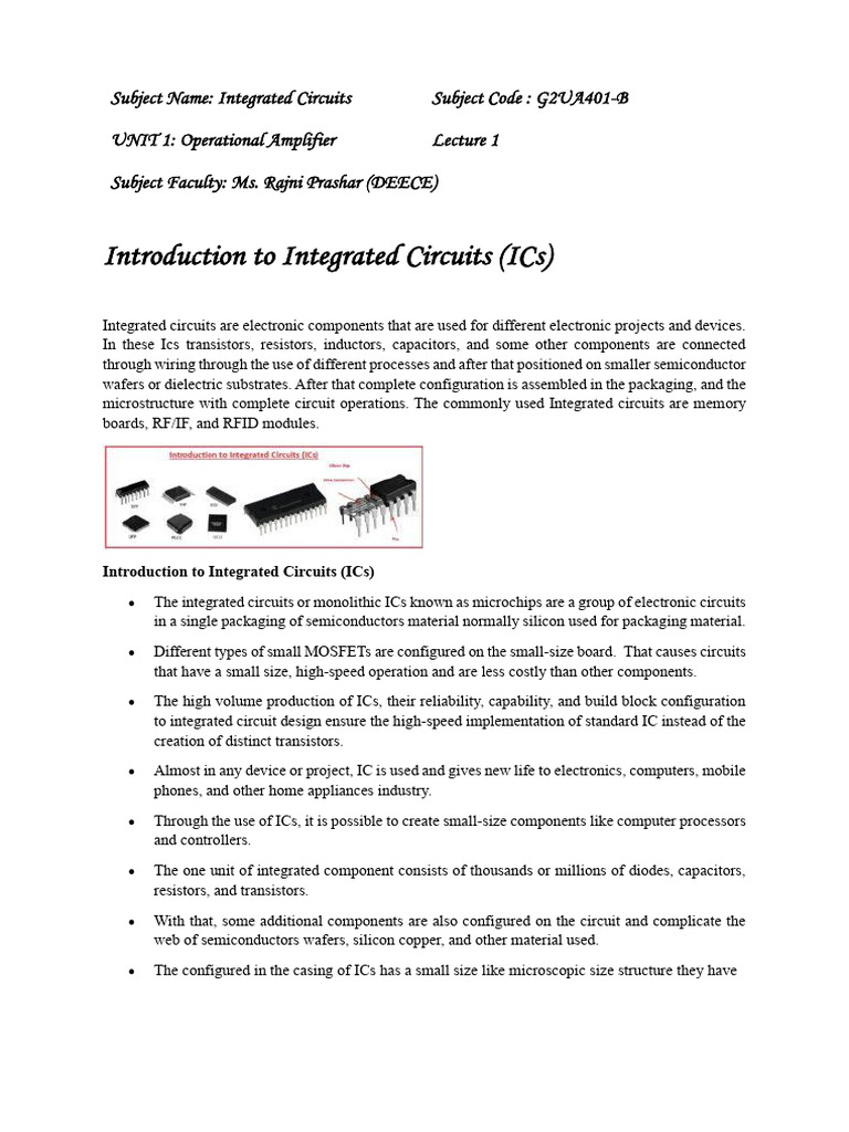 Introduction to Integrated Circuits ICs | PDF | Integrated Circuit ...
