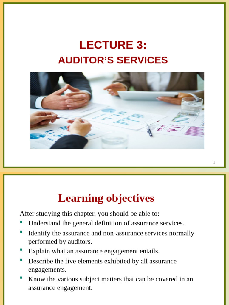 Auditor Services and Assurance Engagements | PDF | Audit | Internal Control