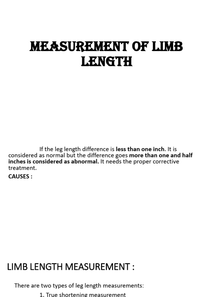 Limb Length Measurement Techniques | PDF | Anatomical Terms Of Motion ...
